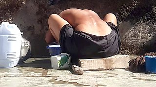 Banged, outdoor, step sister