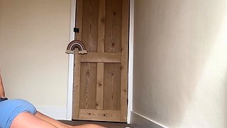 Vulva rubbing close up with blonde handling monster dildo