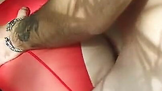 Private Fucking in Red Fishnet Stockings, Sexy Outfit and Seductive Poses