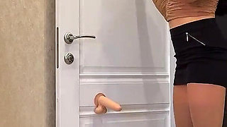Dildo Leg Job in Nylons and High Heels