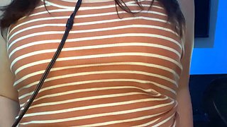 Brunette solo darling masturbating at home