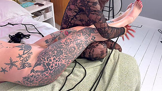 Yes Master! Latina and Aj Dominate and Humiliate Sandy Candy with a Strapon, Footworship, Footgagging and Bondage