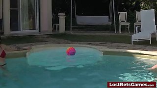 Lesbian Teens Play Strip Volleyball Game on Beach - 18yo Babes Get Naked After Losing Bet