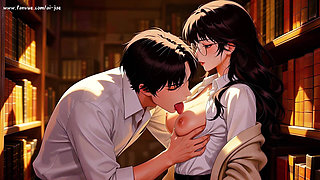 Gap Moe Glasses Beautiful Woman, the Private Study Session in the Library.super Temptation.episode 3. Ai-generated