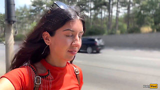 Public Blowjob in the Bushes with Stranger and Crazy Cumwalk Covered in Cum