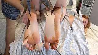 Pervy Neighbour Fucks Breeding Slut but Cums on Her Feet