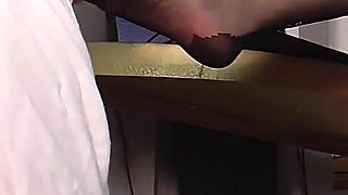 Secretary Foot Jerking - Wet Milking Nylon Feet of Smoking Blonde Office Girl!