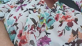 Mature Blonde Fingers Throbbing Pussy in Public Car Ride