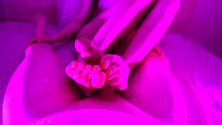 Messy Footjob in Purple Neon Light