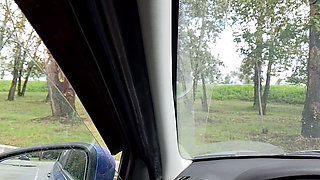 I'm a Russian Slut, Giving a Topless Blowjob in a Car at a Public Parking Lot!
