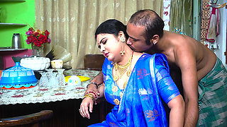 Desi Malkin Hardcore Sex with Her Servent at Dinning When She Was Alone at Home Full Movie ( Hindi Audio )