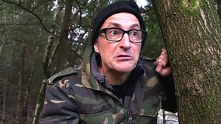 Wild Outdoor DP Fuck in the Woods