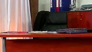 Blonde Secretary Bent Over Desk for Intense Office Pounding