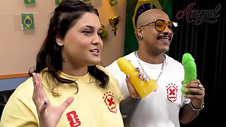 Chubby Brazilian Beauties Ride Ebony Black Studs in Wild Mnage Cup Action with Pri Melancia, Angel Big B,