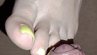 Secret Footjob with Stepsister's Feet. Lots of Cum and Cum