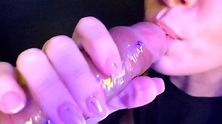 CLOSE UP - 4K MISCHIEVOUS LOVE GLOVE BLOW-JOB I bankrupt the rubber and I take all the spunk in my facehole