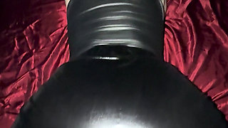 Black Leather Skirt Girl Shows How to Cum on the Skirted Ass
