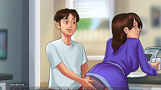 I caught my stepmom naked and she asked me to help her masturbate - summertime saga