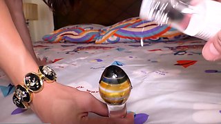 Petite sexy Asian ladyboy rides BWC stud