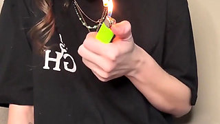 Smoking in Fishnets, Teasing You with a Peek of My Pussy