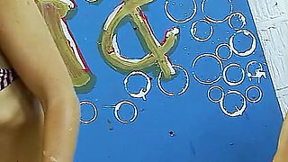 Lesbian Group Sex in Car Wash with Toys and Big Tits