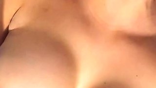 Amateur young brunette enjoys dildo on solo masturbation