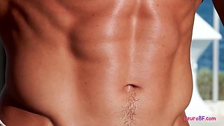 Fit bum chum stepbrothers go wild in steaming bum sex no condom until gloppy popshots cover his back
