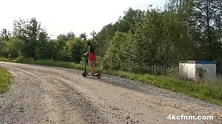 Grandpa surprises babe on scooter