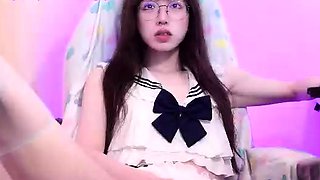 Tranny with big tits tugs on her big cock