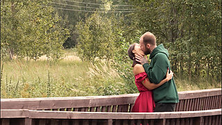 A Walk in Nature, I Fucked My Brunette Girlfriend on the Bridge and Filled Her Mouth