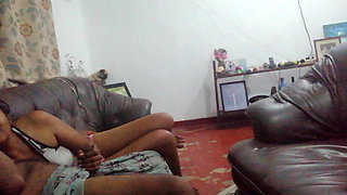 Father in Law's Gigantic Dick Hangs Out Under His Sarom for Step Daughter