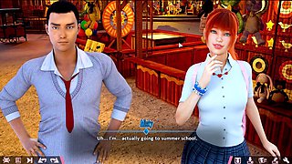 Busty youthful girl tackles double homework in an animated adventure