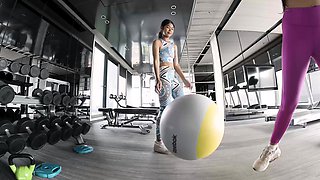 After gym Asian threesome