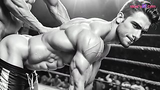Wrestling muscular destroys beefy ass in public ring