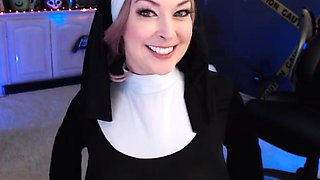 Hot brunette amateur MILF rides hubbys cock