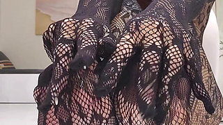 Teasing in Sheer Snakeskin Fishnet Bodysuit - Full Body Worship