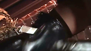 Cop Cap and Big Fake Tits - Black-haired Babe Fucked Next to the Red Bicycle