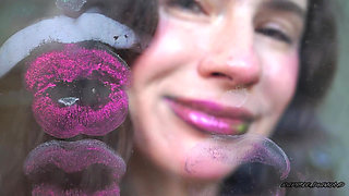 Melting Purple Metal Lips: Shiny Kisses & Messy Spit Play