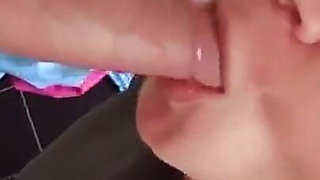 Cute MILF Sucking the Penis Until All the Milk Comes Out