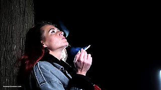 Seductive Russian Babe Smoking Cigarette Seaside Vibes