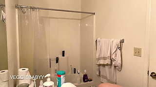 Nude Bathroom Cleaning and Pee