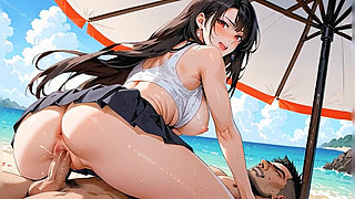 Public Sex on the Beach with a Stranger Ass and Pussy Creampie