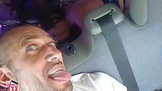 She Gets Horny on a Van Ride to the Airport with Two BBC