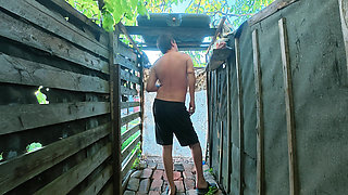 Big Firm Tits Outdoor Shower Doggy Style & Anal POV