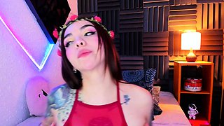 Cute Babe Plays Her Small Tits and Dildo