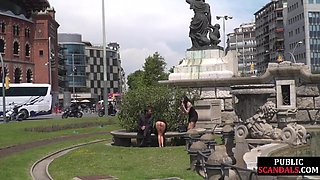 Public whipped smalltits babe by master and mistress outdoor