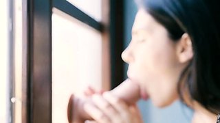 VALENTINA NAPPI -  Clear Latex dress and HUGE DILDO