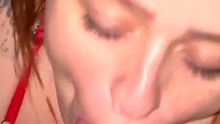 POV Tattooed Redhead on All Fours Asked for Milk in Her Pussy and Came in Her Mouth