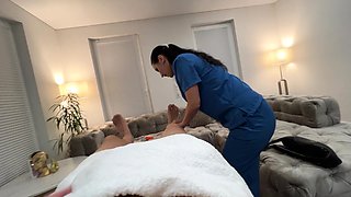 A simple massage turned into a blowjob surprise from my wife