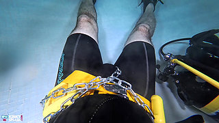 Underwater Scuba Slave Training - Dominated in Chains & Wetsuit Edging